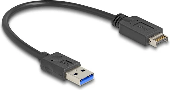 Kabllo USB DeLOCK Type-E Key A 20-pin në USB-A, 0.3 m, USB 3.2 Gen 2 10 Gbps, e zezë