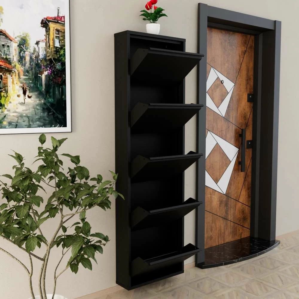 Dollap këpucësh Skye Decor, 5 pjesë, metal, i zi