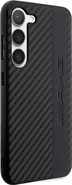 Mbështjellës Mercedes AMG AMHCS23SBLSCA për Samsung Galaxy S23, hardcase, Carbon Stripe & Embossed, i zi
