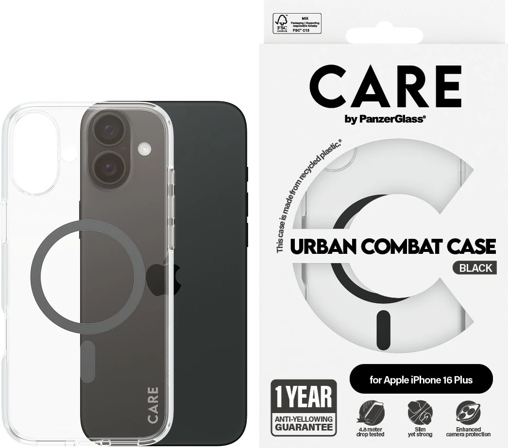 Mbështjellës PanzerGlass CARE Case Flagship MagSAFE për iPhone 16 Plus, transparent