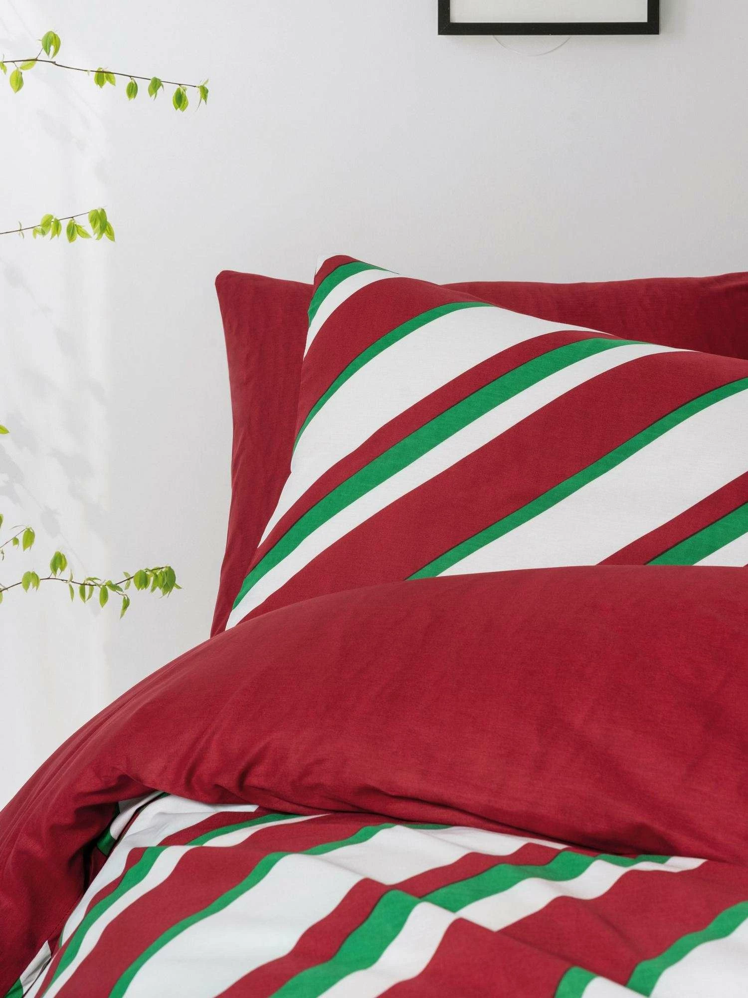 Set mbulesash për dyshek dopio, Ranforce, ngjyrë e kuqe, e bardhë dhe e gjelbër, L'Essentiel Linge de Maison, Merry
