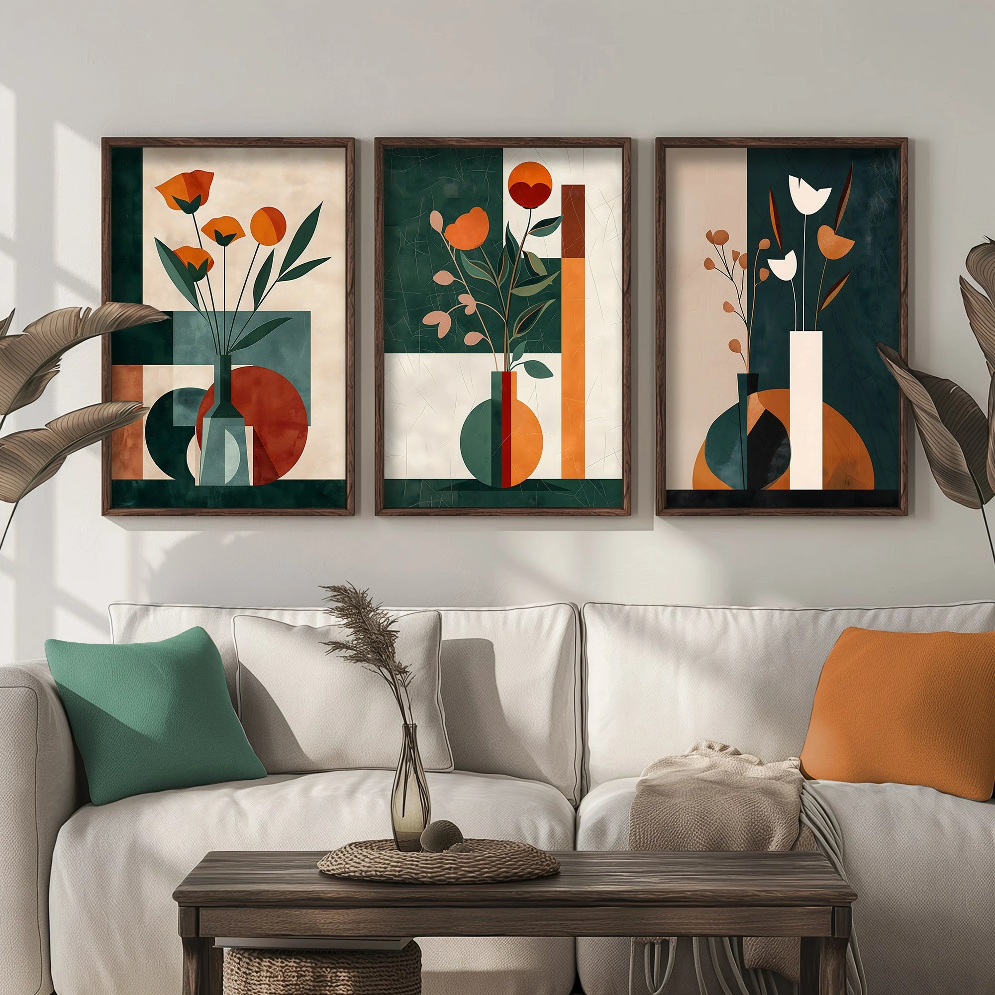 Set pikturash dekorative me kornizë MDF (3 copë), Wallity, HUM117