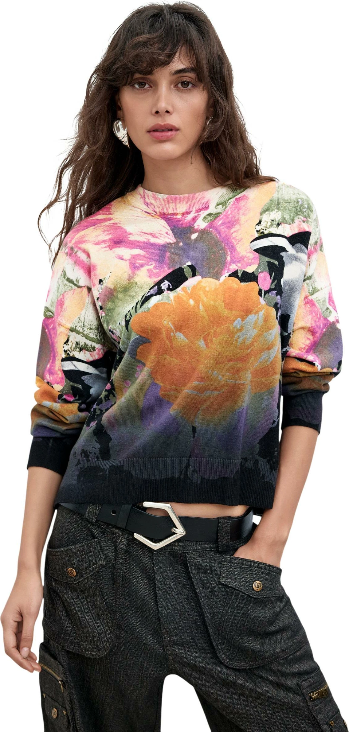 Xhemper për femra Desigual JERS_ROSE DEGRADE_LACROIX 26WWJF49, i zi
