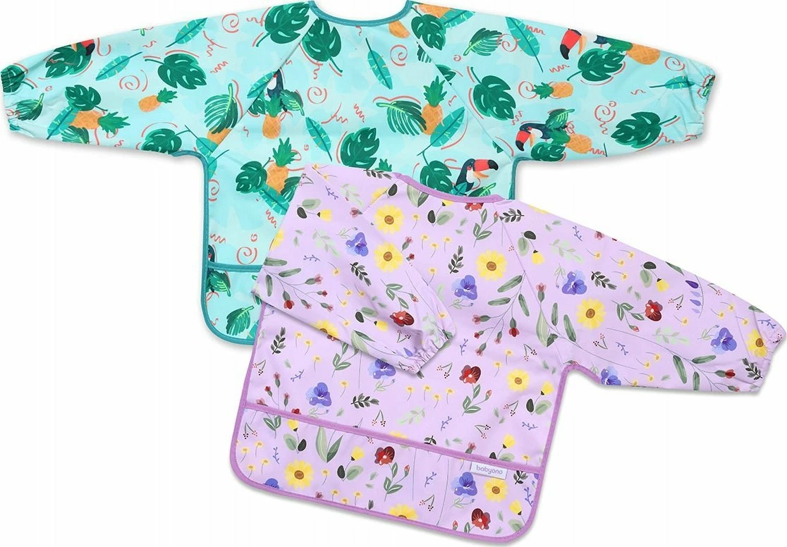 Përparëse ushqimi me mëngë të gjata BabyOno 1476/02 Toukans 74 x 36 cm, e papërshkueshme nga uji, 1 copë, shumëngjyrëshe