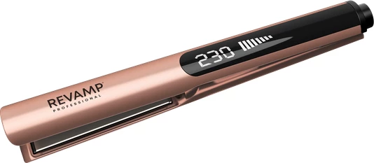 Hekur për drejtim flokësh Revamp Dynamic Radiance Straight & Style ST-1900GD, pllaka qeramike jonike 100 mm, 150–235°C, Ari