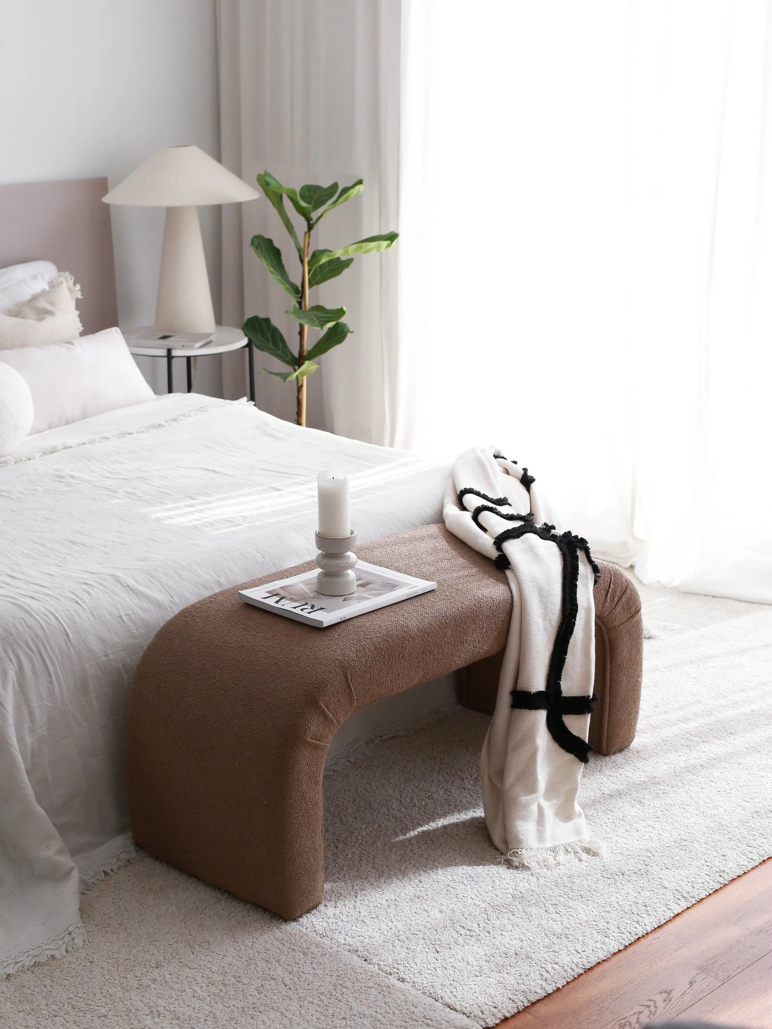 Pouf Atelier del Sofa, Nu Bench, ngjyrë kafe