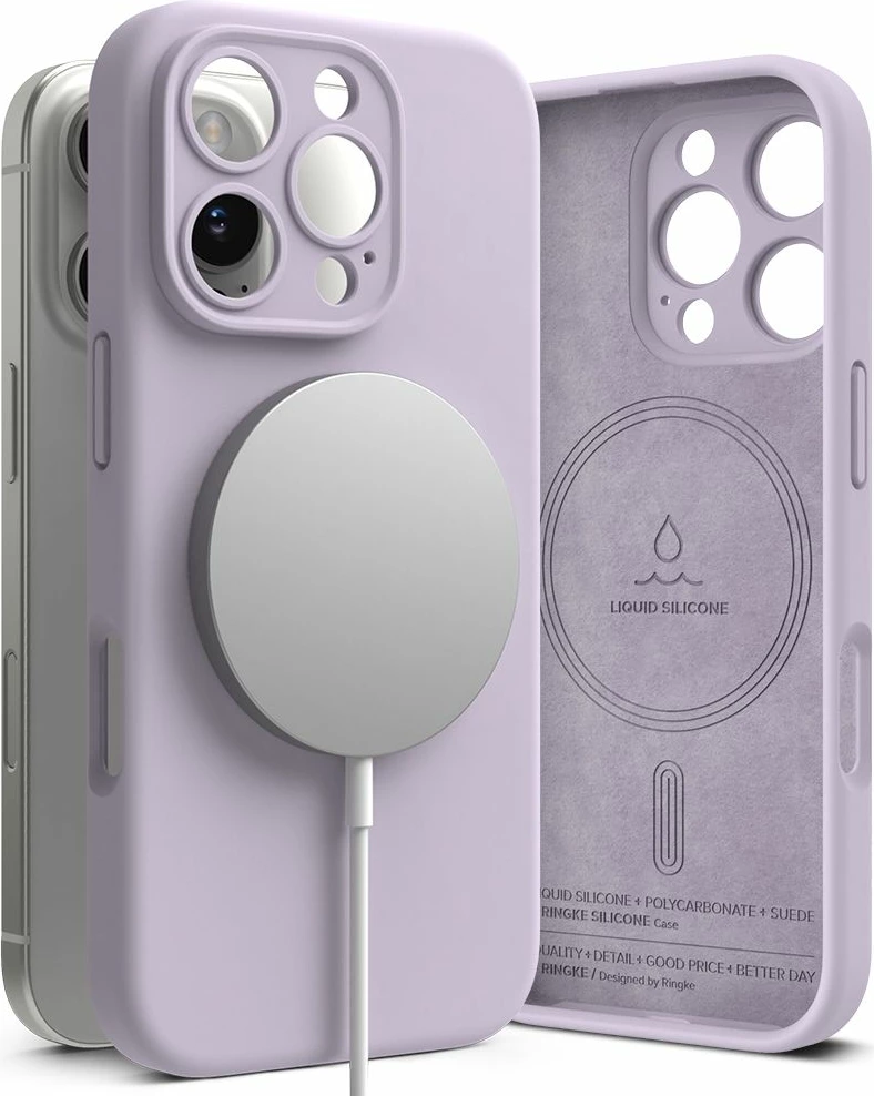 Mbështjellës Ringke Silicone MagSafe për iPhone 16 Pro, Violet