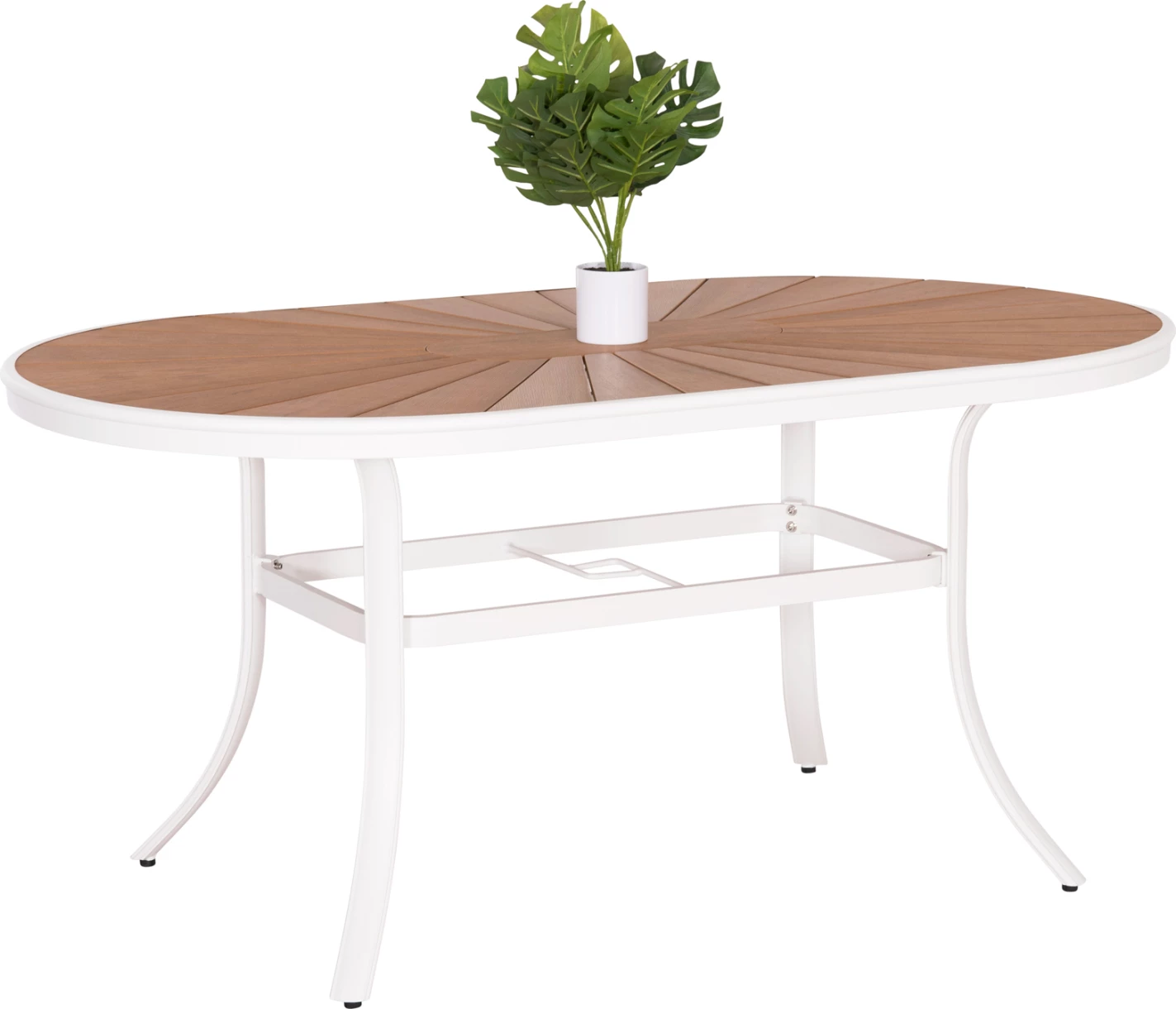 Tavolinë për terasë TELAMO FH6288.02 alumin në të bardhë & sipërfaqe tavoline polywood 160x90Χ73.5cm