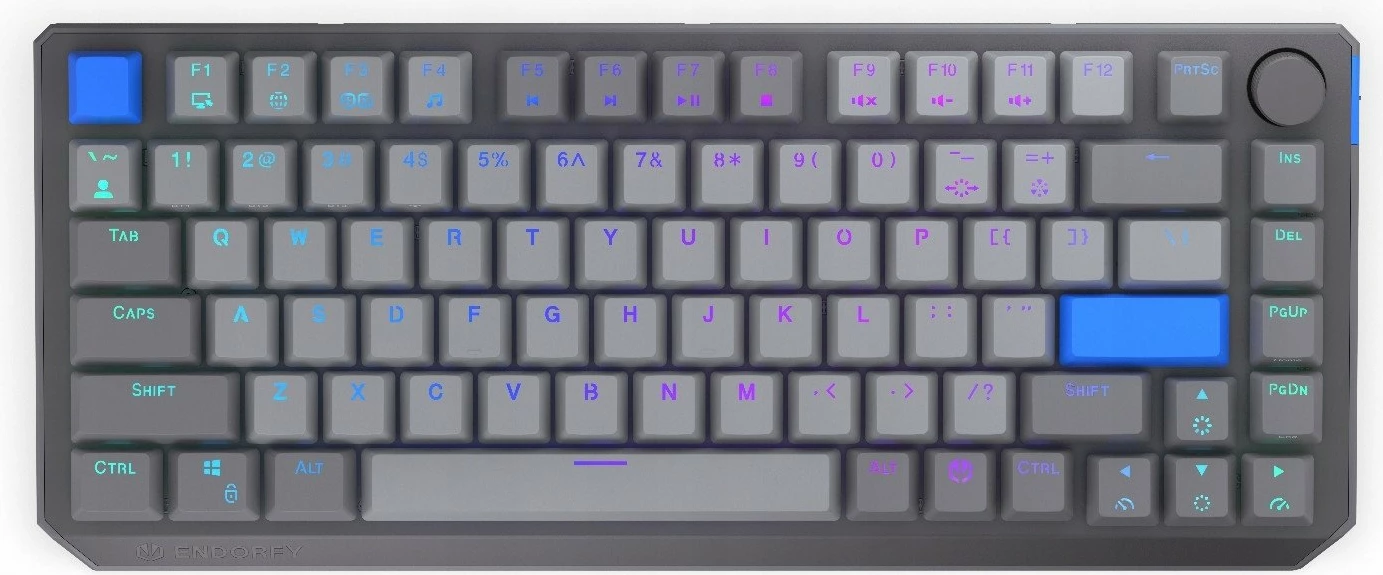 Klaviaturë mekanike wireless Endorfy Thock V2 75% Wireless, ENDORFY Yellow by Gateron, RGB, US ANSI, hot-swap, gri