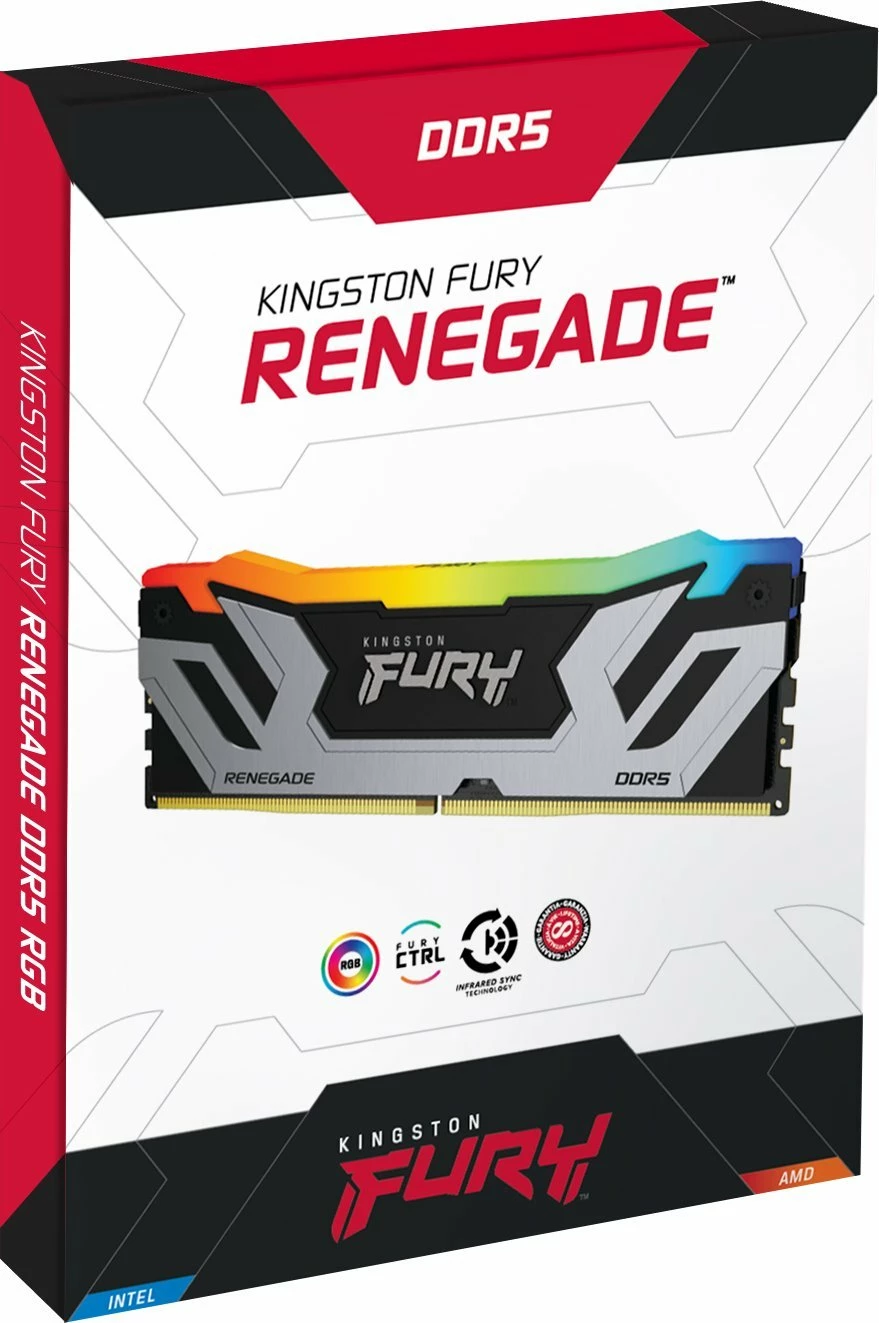 RAM Memorje Kingston FURY Renegade RGB KF584CU40RSA-24 DDR5 24GB 8400MHz CL40 1x24GB, zezë/argjendtë