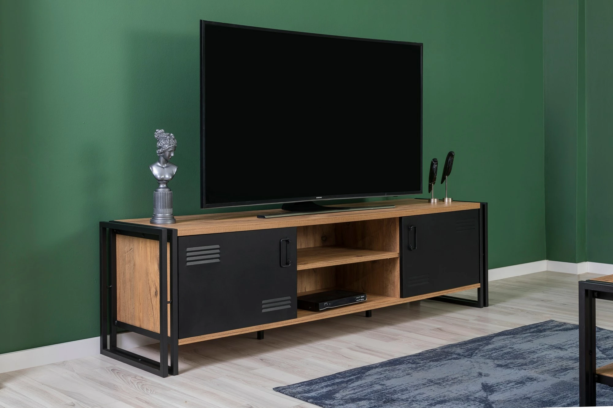 Set mobiljesh për dhomë dite, Skye Decor, Cosmo Takım 24, ngjyrë Atlantic Pine dhe e zezë