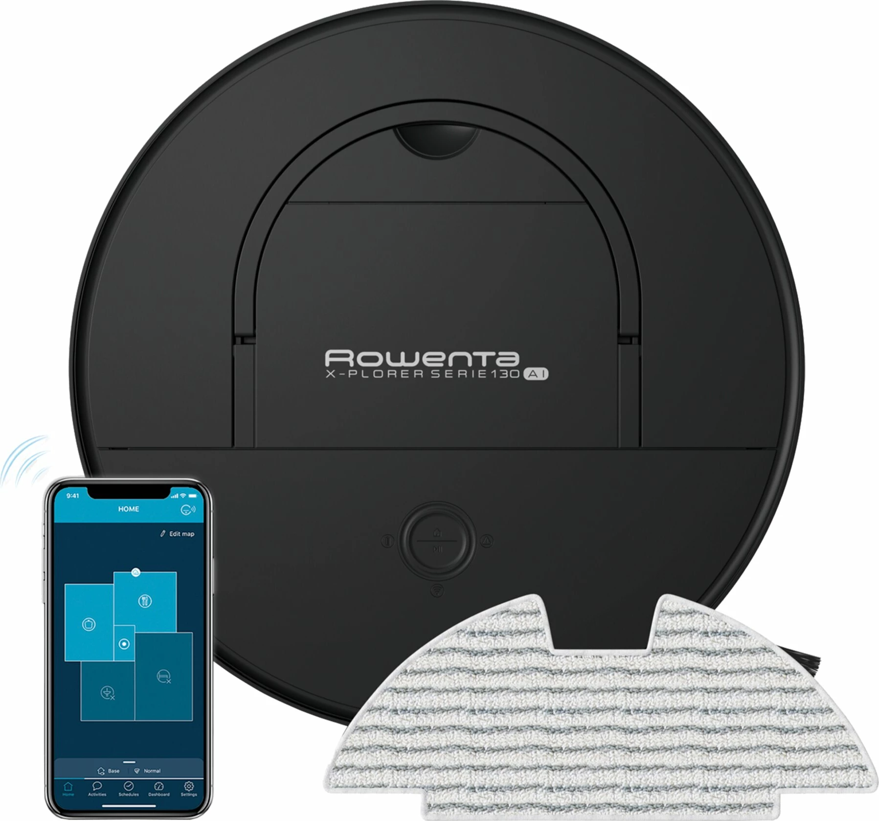 Fshesë robotike, Rowenta X-Plorer Series 130 AI RR9075WH, depozitë 0.5 L, autonomi 120 min, lartësi 8 cm