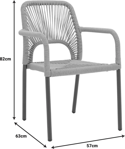 Karrige alumini me krahë Norture, e grumbullueshme, kornizë antracit-ratan natyral, 57x63x82cm