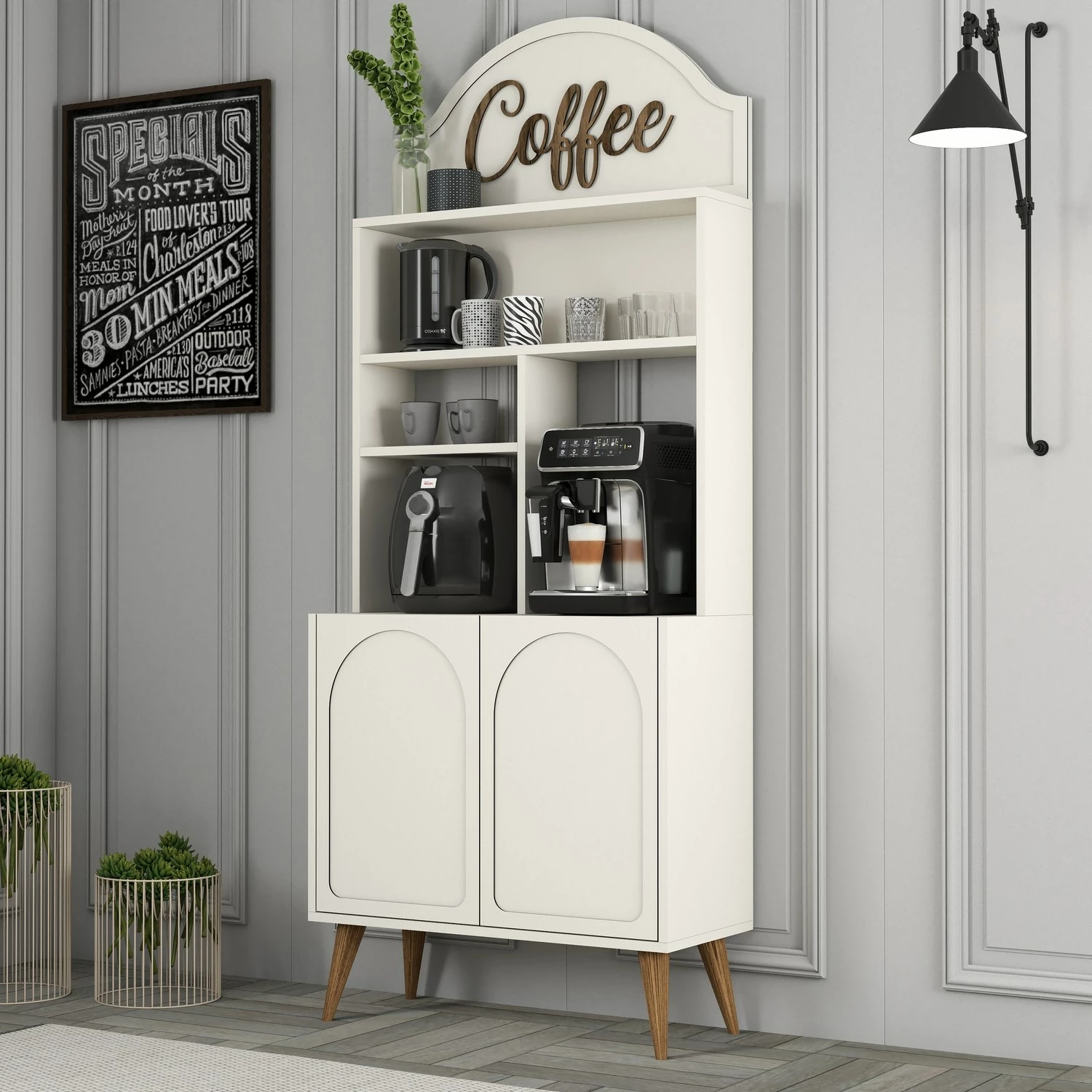 Dollap për kafe, Hanah Home, Lyon 80, krem dhe arre