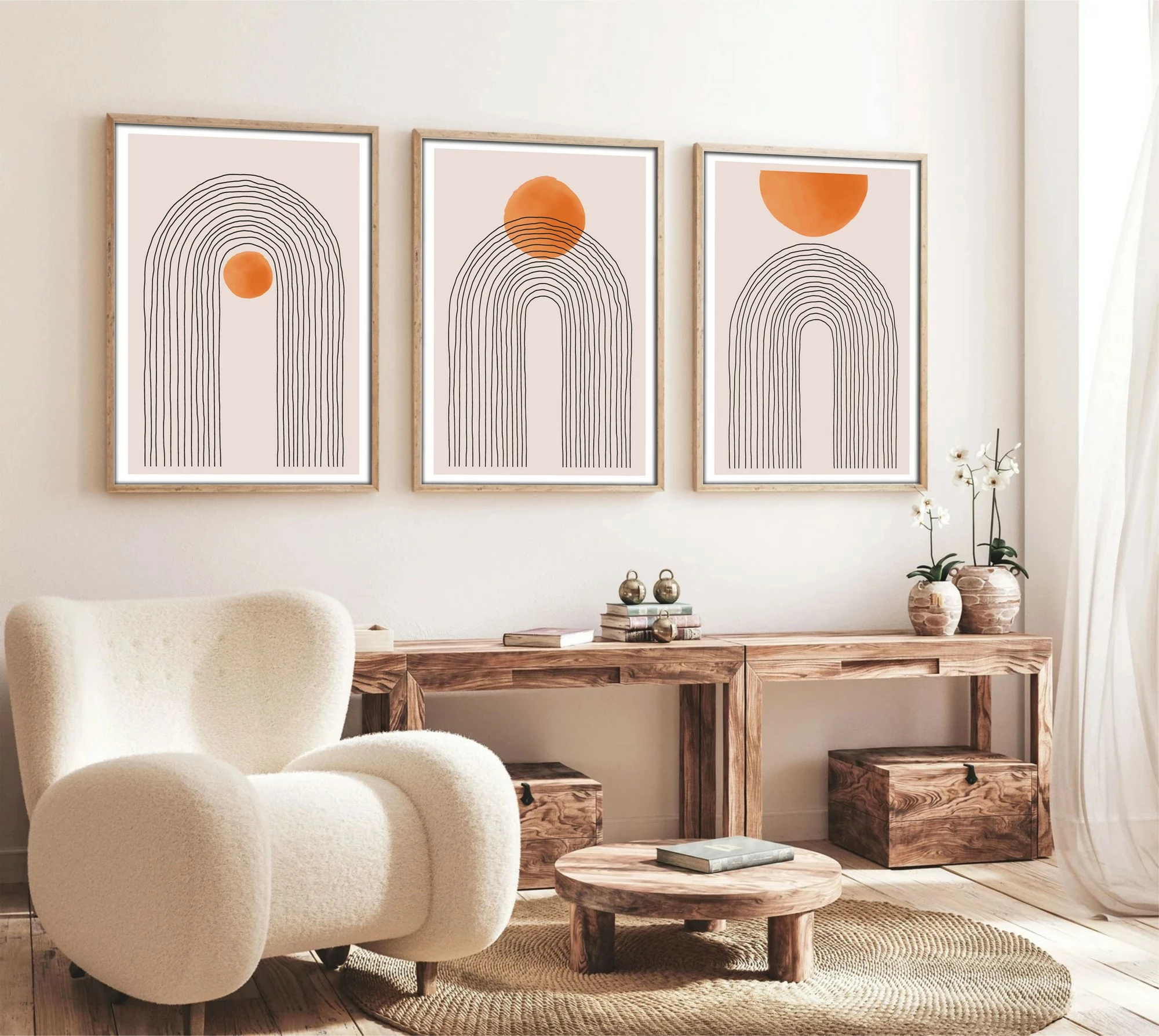 Pikturë dekorative me kornizë MDF (3 copë), Wallity, Huhu133, 30x40