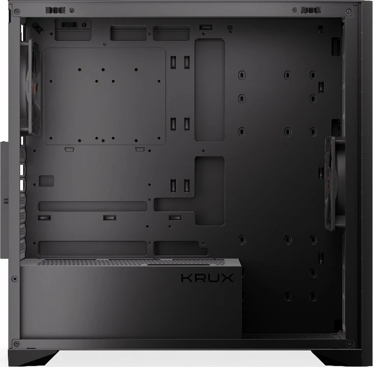 Kasë Krux Palum KRXD008 Midi Tower ATX/Micro-ATX/Mini-ITX, USB-C, 2x120mm fans, pa PSU, zezë/kafe