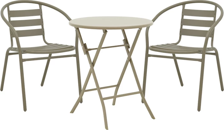 Set tavoline me karrige për terasë, metal, ngjyrë shampanje, Albero-Tade, 3 copë, D60x70cm