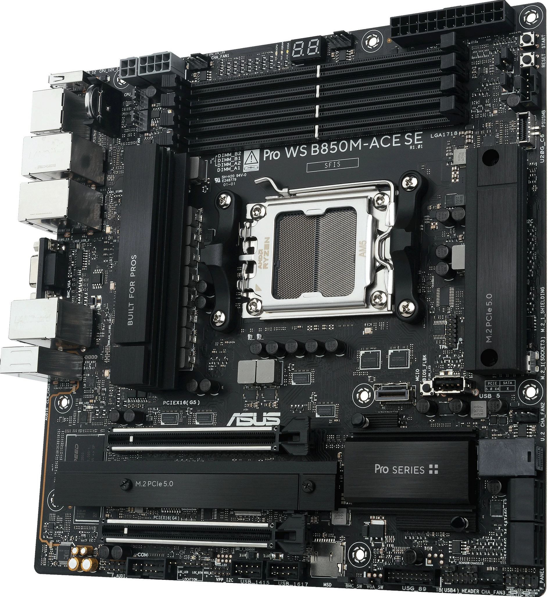 Pllakë amë ASUS Pro WS B850M-ACE SE, Socket AM5, DDR5 deri 256GB, PCIe 5.0, 10GbE/2.5GbE
