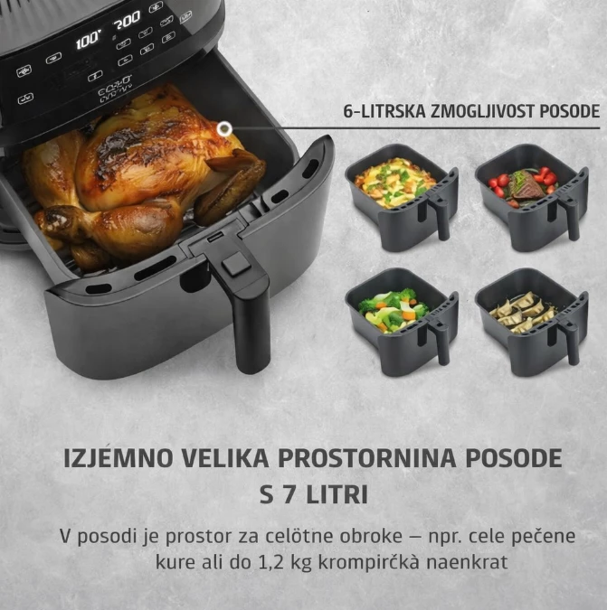 Fritezë me ajër të nxehtë me avull CASO AirFry & Steam 700, 7 L, 1700 W, e zezë