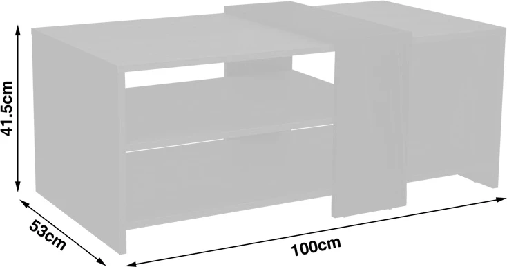 Tavolinë kafeje Cozeto, ngjyrë natyrale-bardhë, 100x53x41.5cm