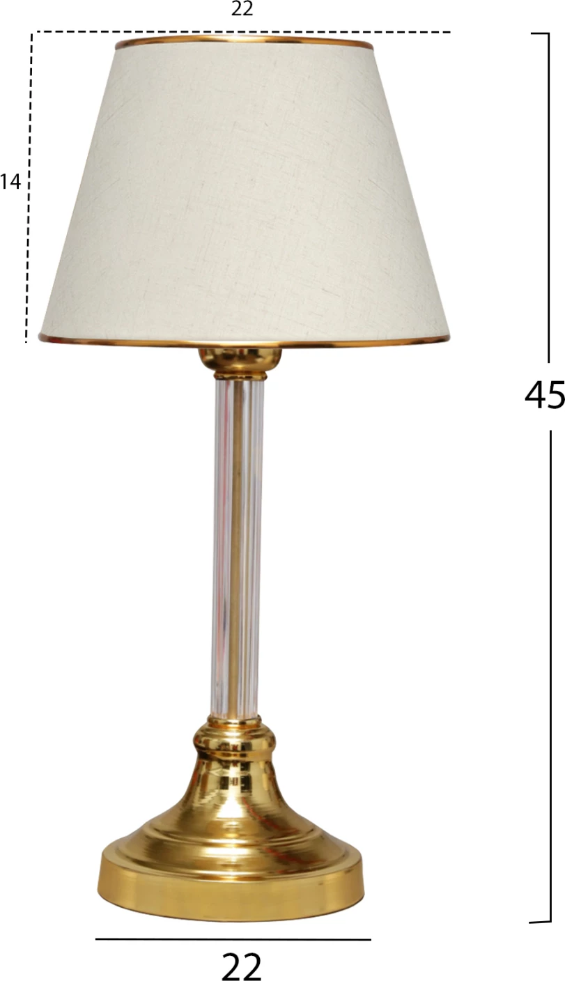 Llampë tavoline FH7591.02, bazë ari, shtyllë transparente, kapak ecru