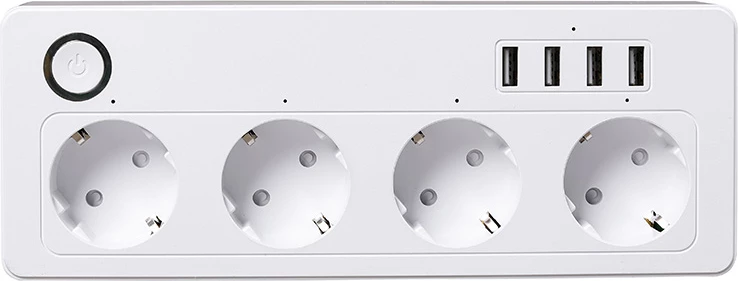 Zgjatues rryme smart Moye Voltaic Smart Power Strip V2 4 priza EU + 4 USB 3680W 16A 1.8m, i bardhë