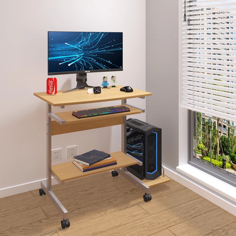 Tavolinë kompjuteri Veronce, ngjyrë natyrale, skelet metalik, 89x47x71cm