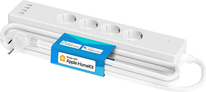 Prizë e mençur Meross MSS425FHK(EU) me WiFi, 4 dalje + 4 USB, e bardhë