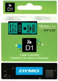 Shirit etiketash, Dymo D1 45809 S0720890 19mm x 7m poliestër, tekst i zi mbi të gjelbër