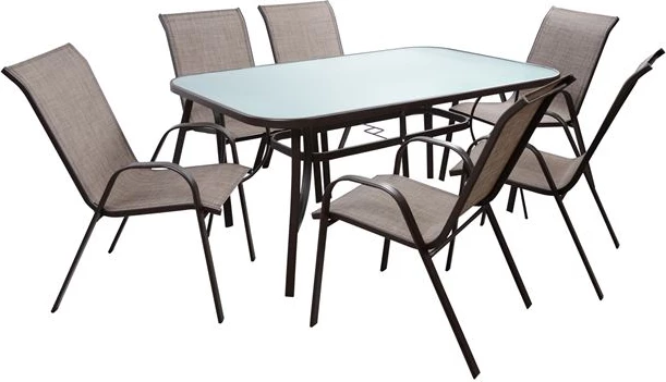 Set kopshti tavolinë & karrige Leon FH5206.02, 7 pjesë, të kafta