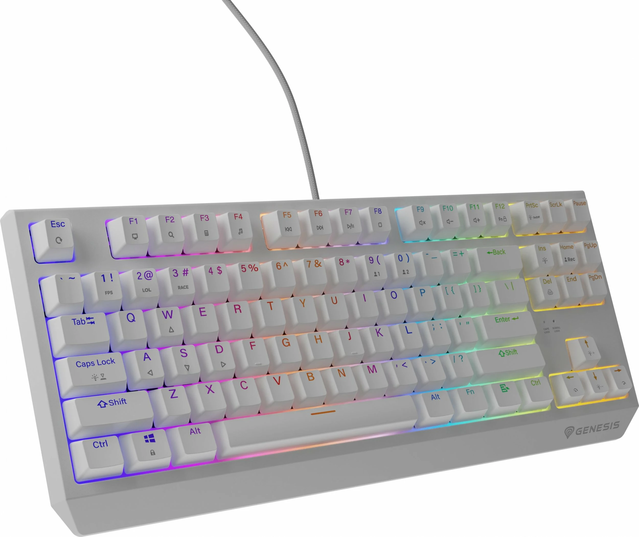 Tastierë gaming Genesis Thor 230 TKL NKG-2080 mekanike Outemu Brown RGB, e bardhë