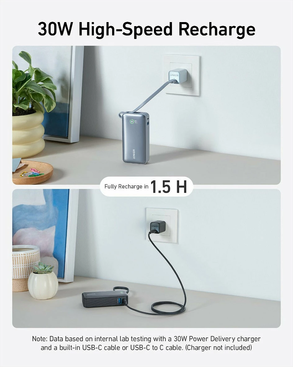 Powerbank Anker A1259G11, 10000 mAh, 30 W, Ngjyrë e zezë