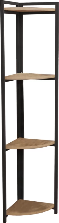 Raft këndi për dysheme, ngjyrë lisi dhe metali të zi, 30x30x160 cm