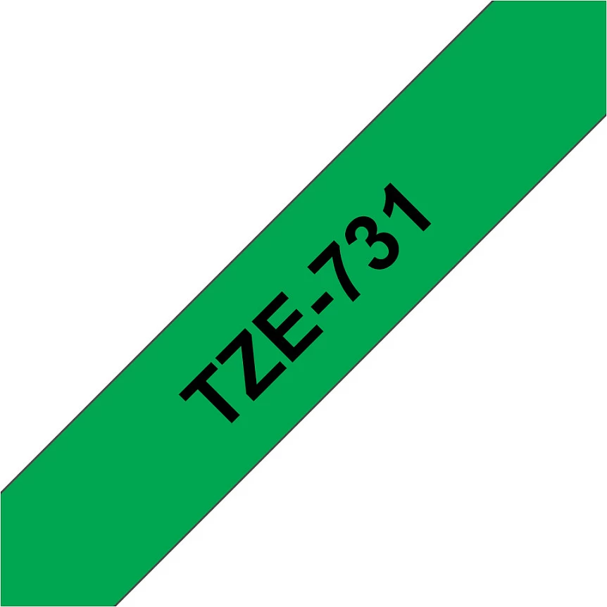 Kasetë shirit etikete Brother TZe-731, 12mm, e zezë në të gjelbër