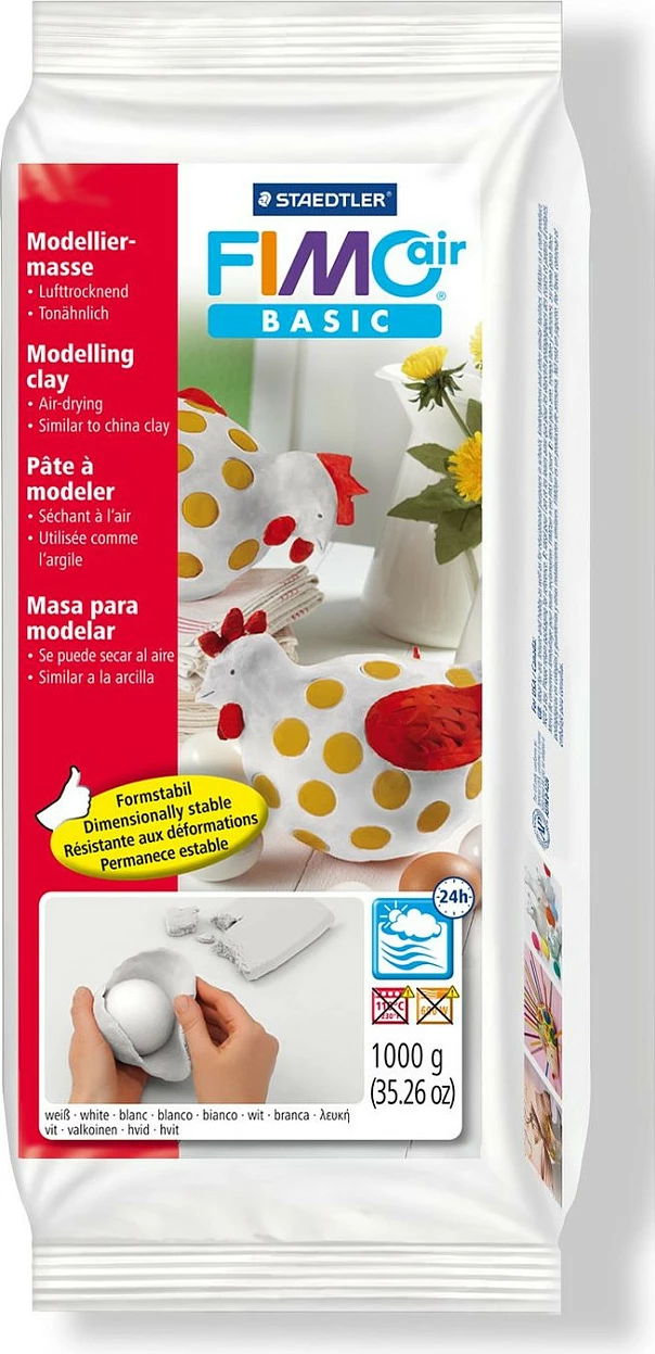 Masë modelimi STAEDTLER FIMOair Basic 8101, tharje në ajër, 1 kg, e bardhë
