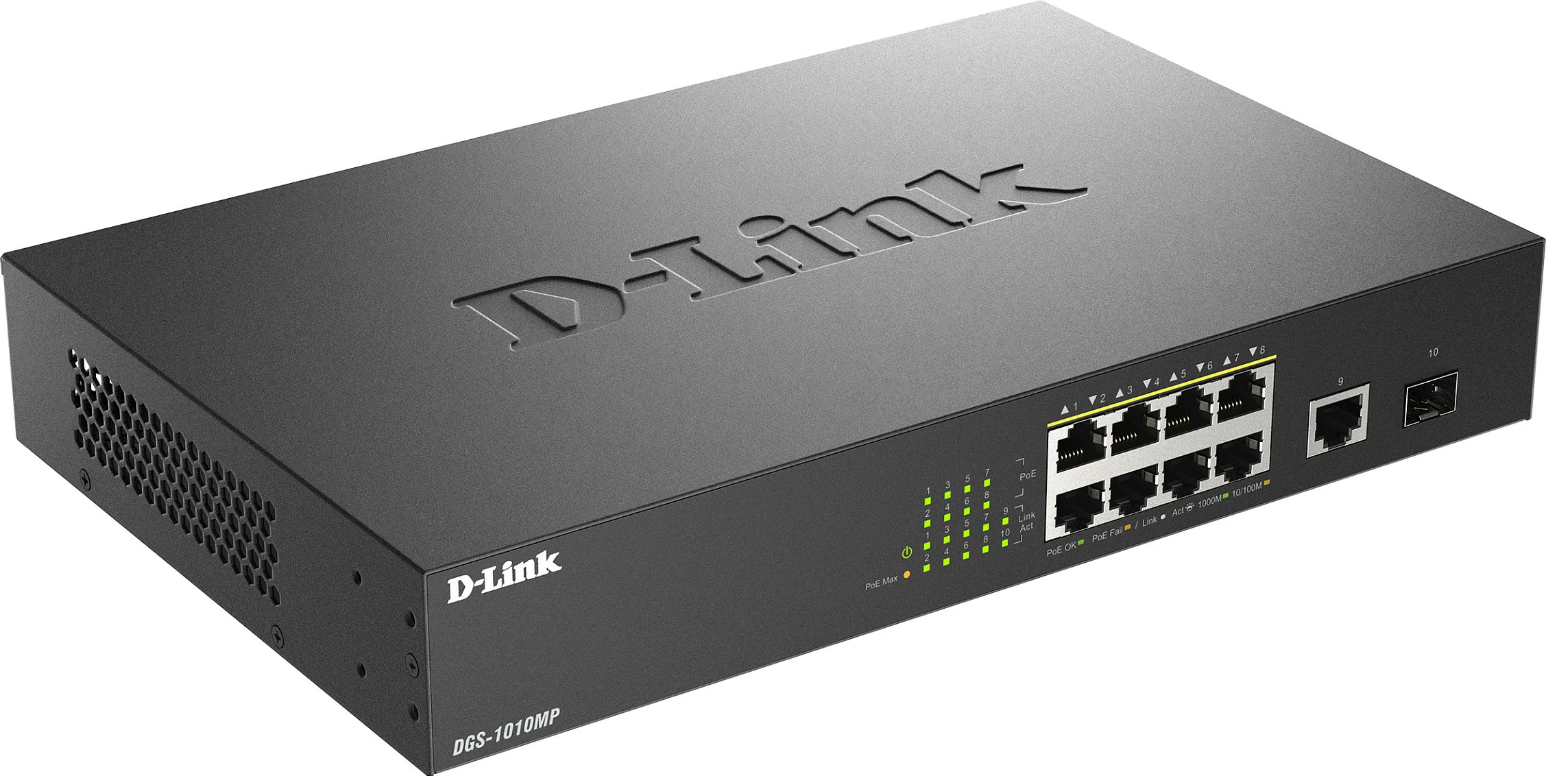 Switch D-Link DGS-1010MP/E, 10 porta Gigabit, 8x PoE+ 30W, 1x SFP, i zi