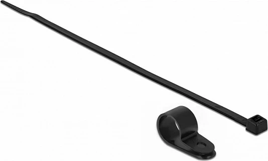Lidhëse kabllosh me kapëse montimi Delock 15.8 mm, 350 x 4.8 mm, 10 copë, e zezë