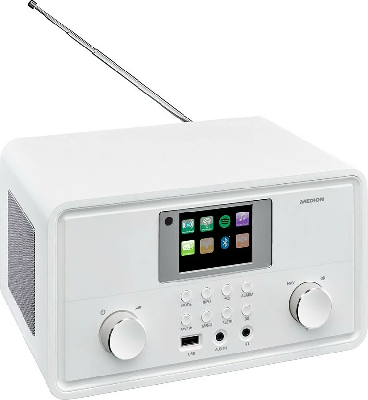 Radio interneti Medion MD 88069, DAB+/FM, Bluetooth, Wi‑Fi, 20W, e bardhë