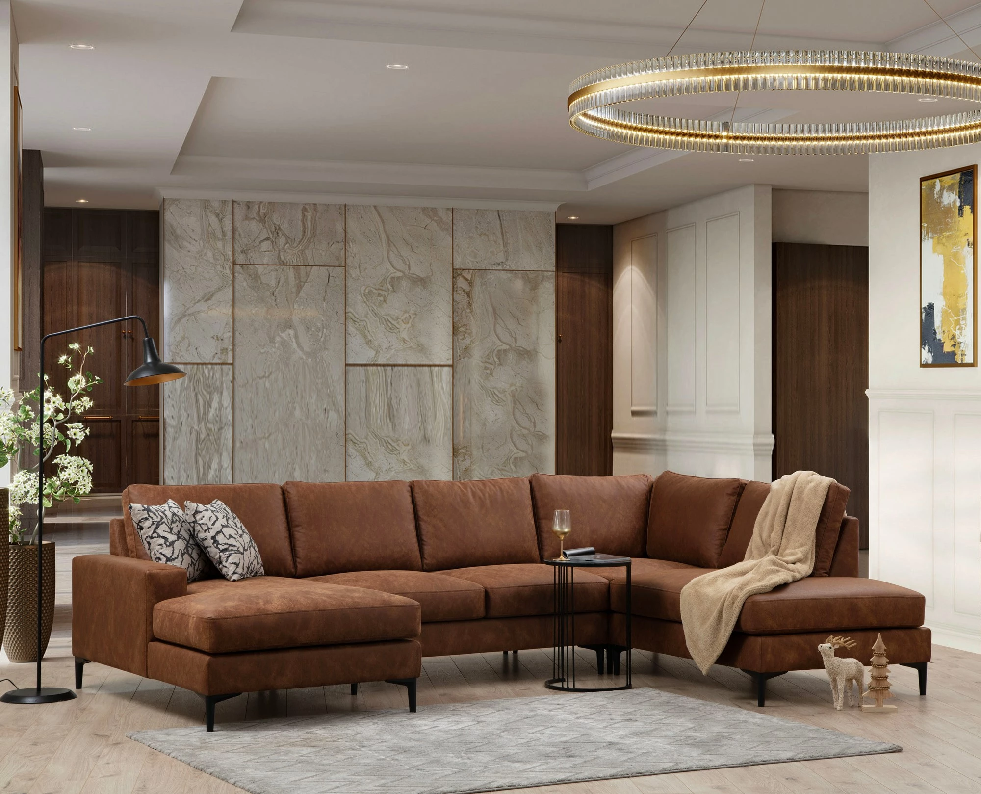 Kënd-sofë Porto, ngjyrë deve, Atelier del Sofa, CHL-02-C-EOT