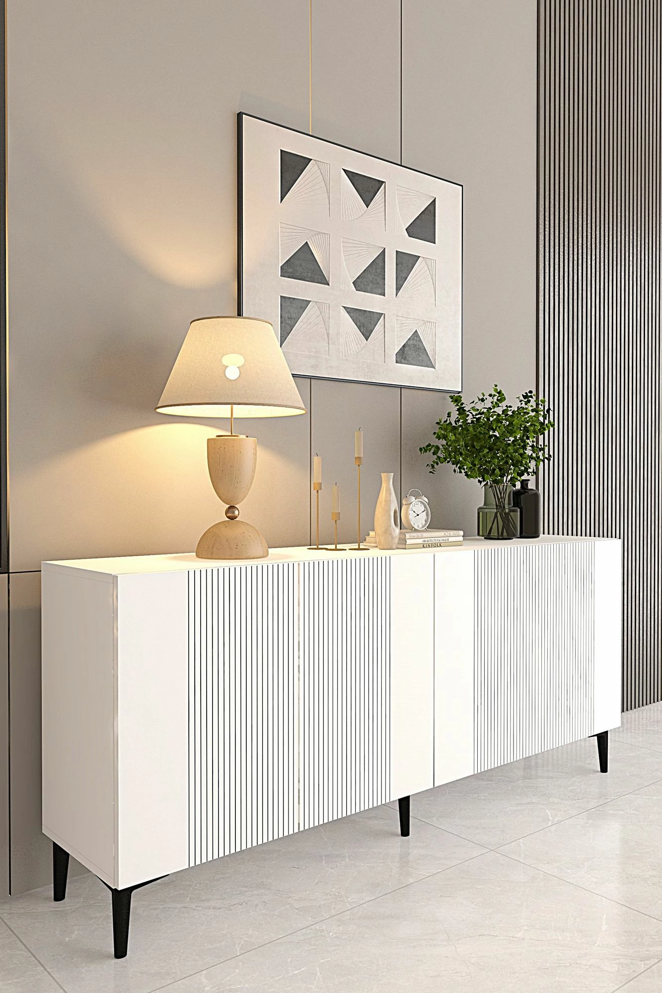 Konsolë moderne, ngjyrë e bardhë, Skye Decor Corsa 150