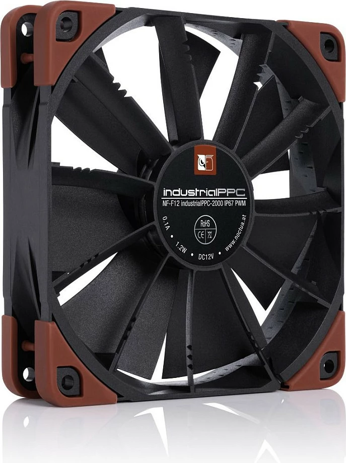 Ventilator kasë Noctua NF-F12 industrialPPC-24V-2000 SP, 120mm, PWM, IP67, 24V, zi/kafe
