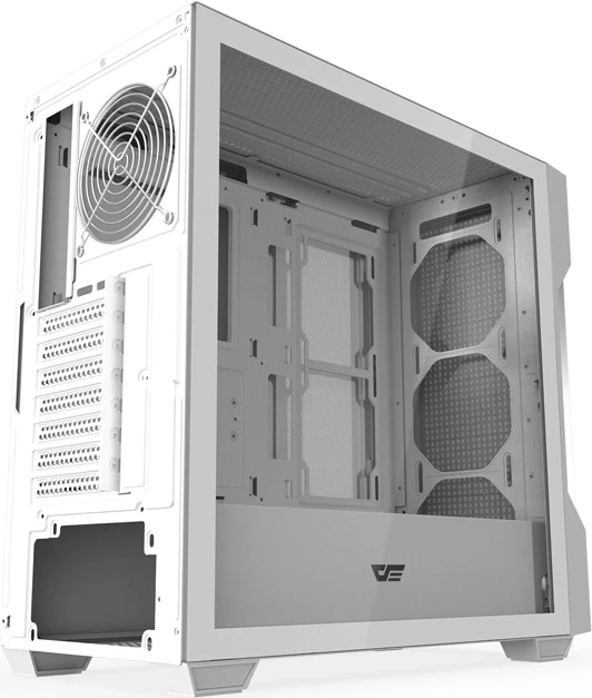 Kasë Darkflash DS900 Mesh ATX Midi Tower, xham i temperuar me menteshë, deri 12 ventilatorë / radiator 360 mm, 2x2.5" + 2x3.5", pa ventilatorë, e bardhë