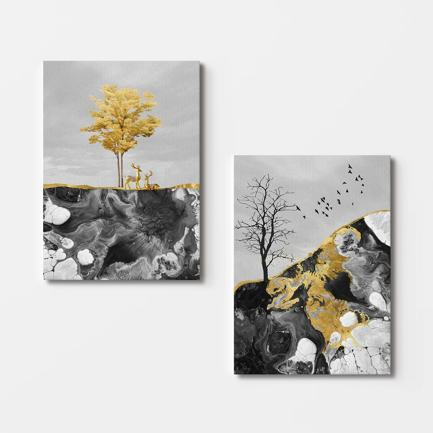 Piktura dekorative në kanavacë (2 copë), shumëngjyrëshe, Wallity, 50x70cm