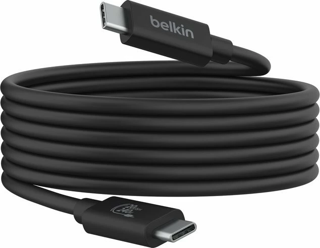 Kabllo USB-C në USB-C Belkin USB4 INZ004bt2MBK 2m 240W 20Gbps, zi/bardhë