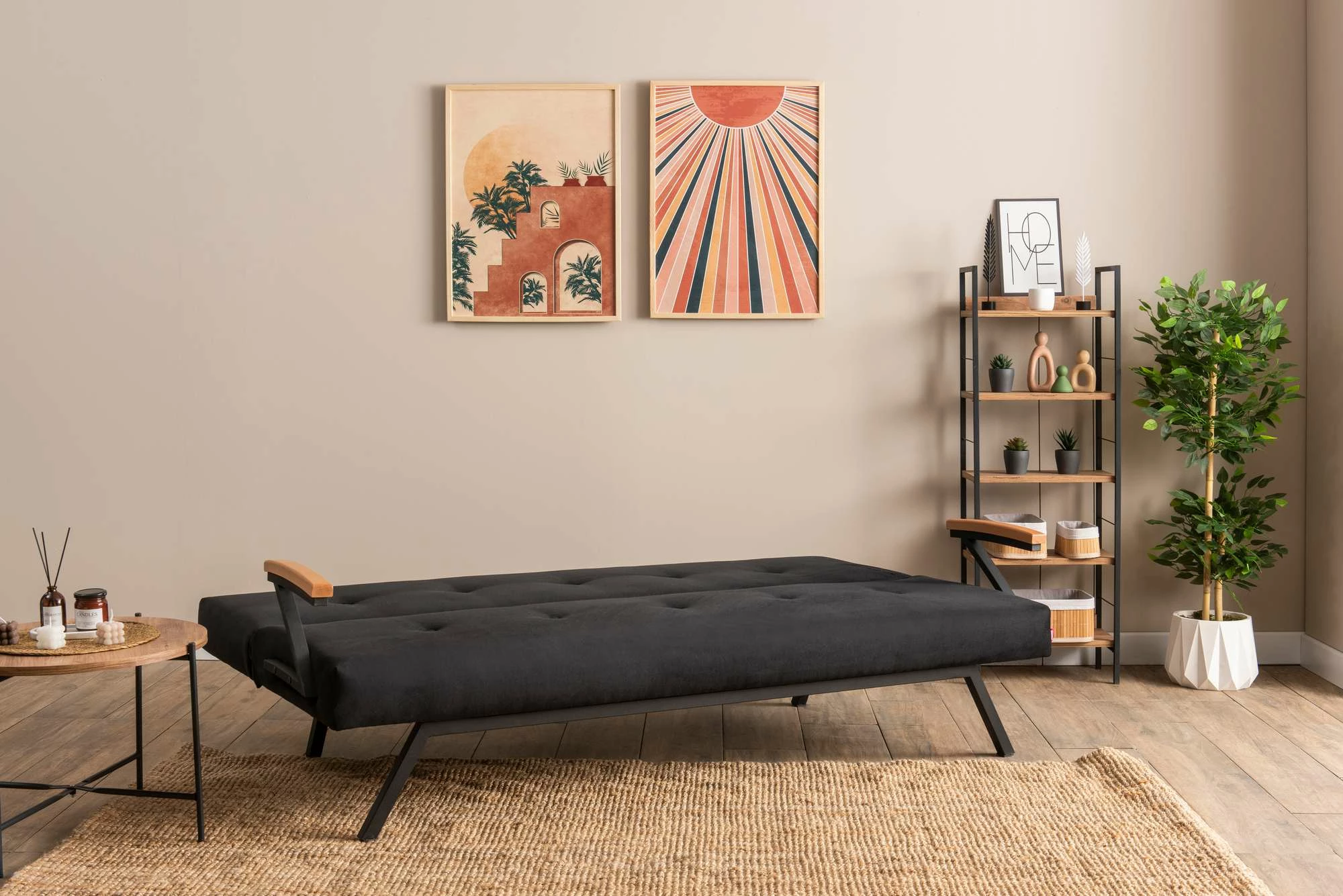 Divan-krevat treshe, Atelier del Sofa, Zven, ngjyrë e zezë