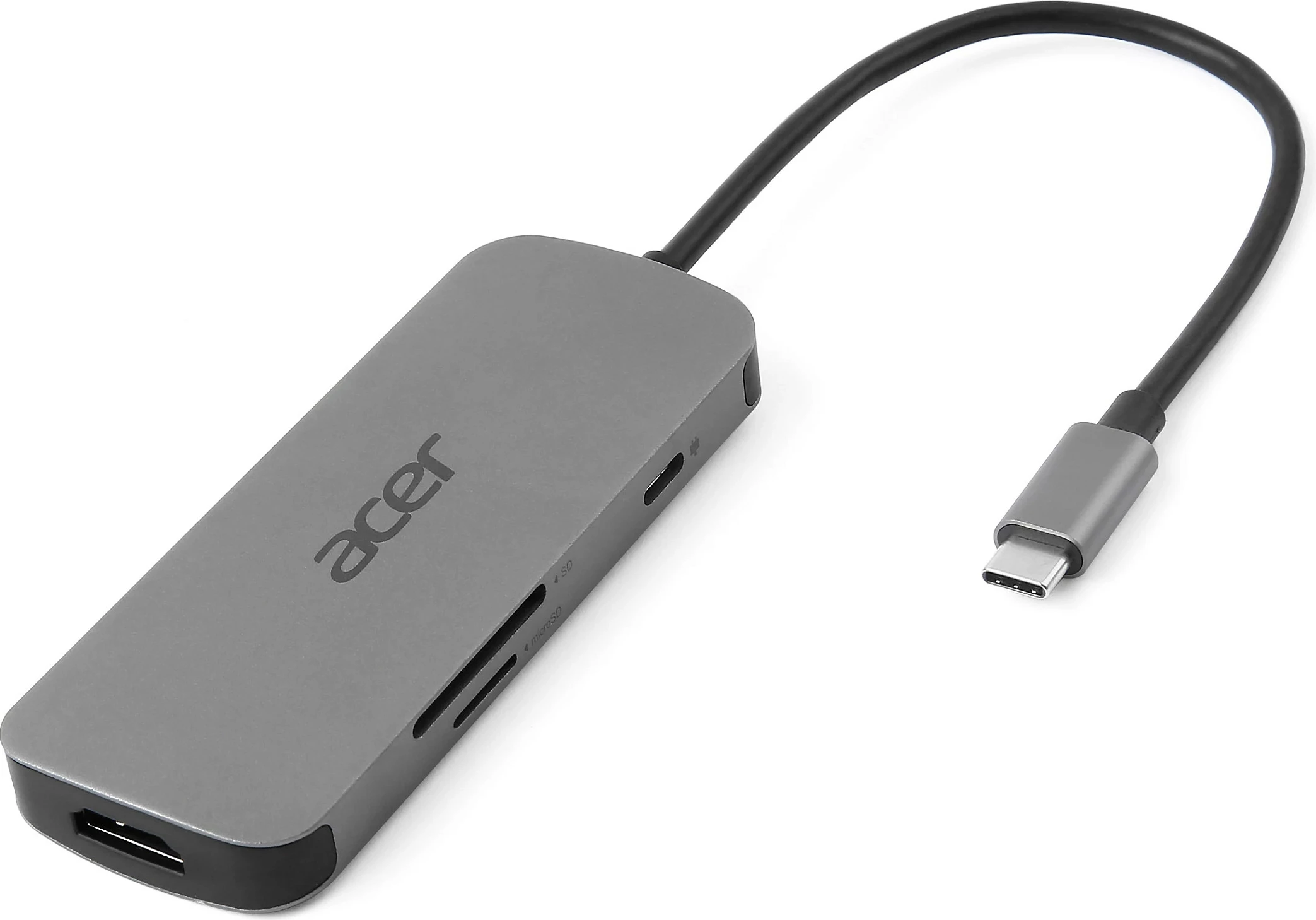 Dongle USB-C 7-në-1 Acer, HDMI 4K 60Hz, 3x USB-A, SD/microSD, PD 100W, Argjendtë