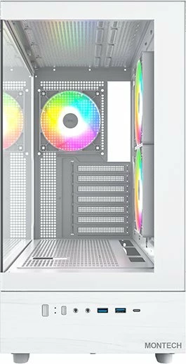 Kasë Montech XR, Midi Tower ATX, ARGB, USB-C, pa PSU, e bardhë
