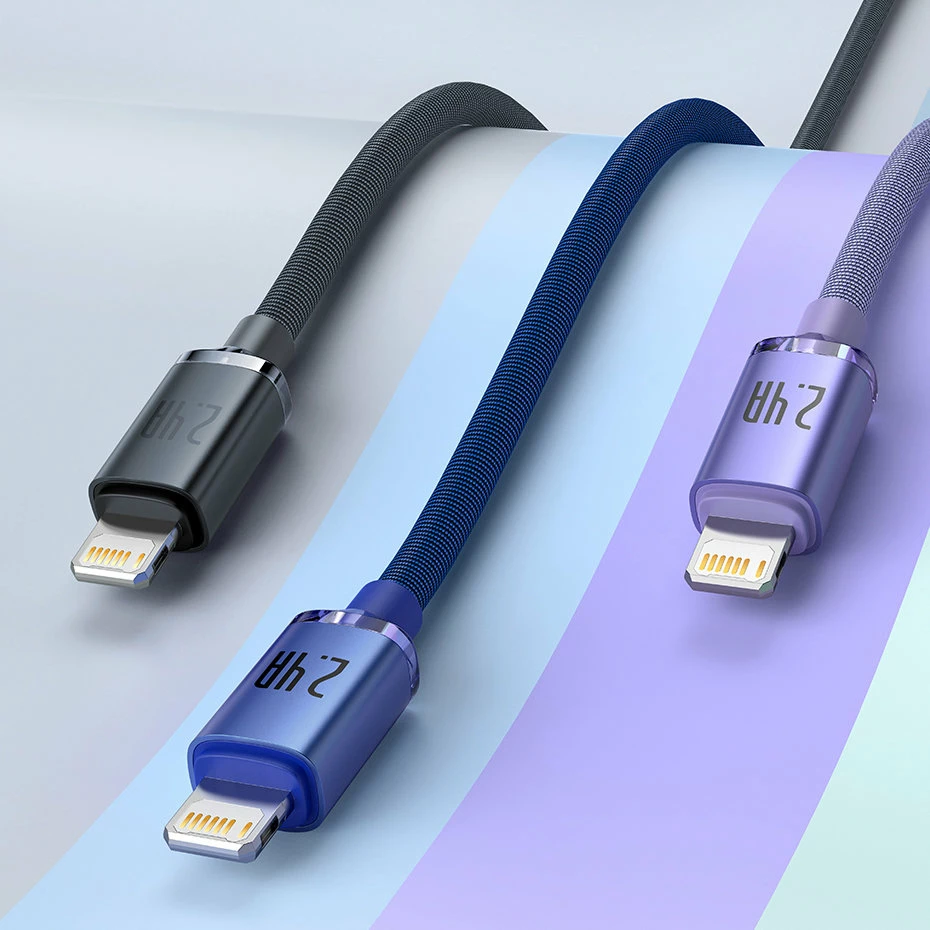 Kabllo Baseus Crystal Shine, USB-A në Lightning, 1.2m, 2.4A, Kaltër