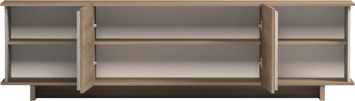 Komodë TV Zafore, ngjyrë sonoma, pamje mermeri gri-bezhë, 180x33x50cm