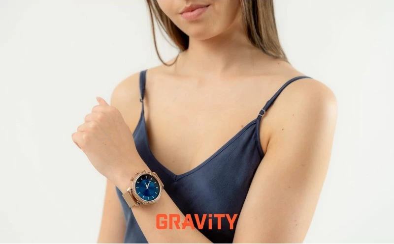 Smartwatch Gravity GT5-6 për femra, rrip dhe byzylyk rose gold